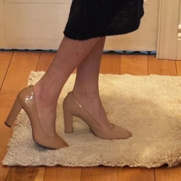 Michael Kors Patent Block Heel Pumps - Nude - Picture 5 of 5